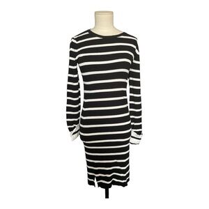 Theory Prose Black White Striped Sweater Knit Dress Small